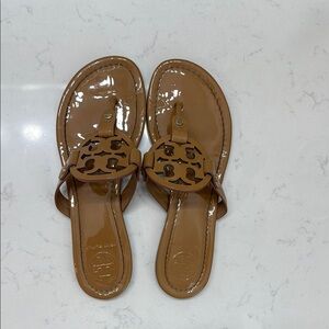 Tory Burch Miller Patent Sandal in Tan